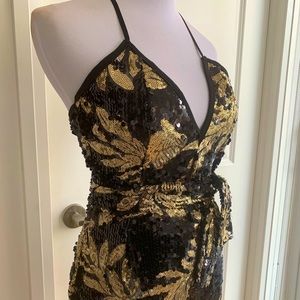 Gold and Black SEQUIN Party Dress.